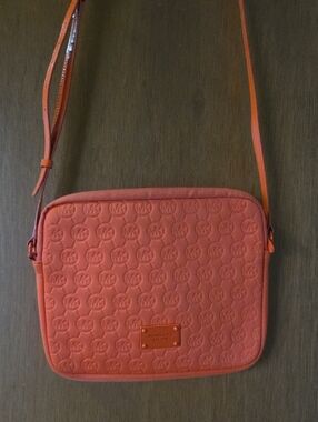 Michael Kors Coral-Orange Embossed Crossbody Bag